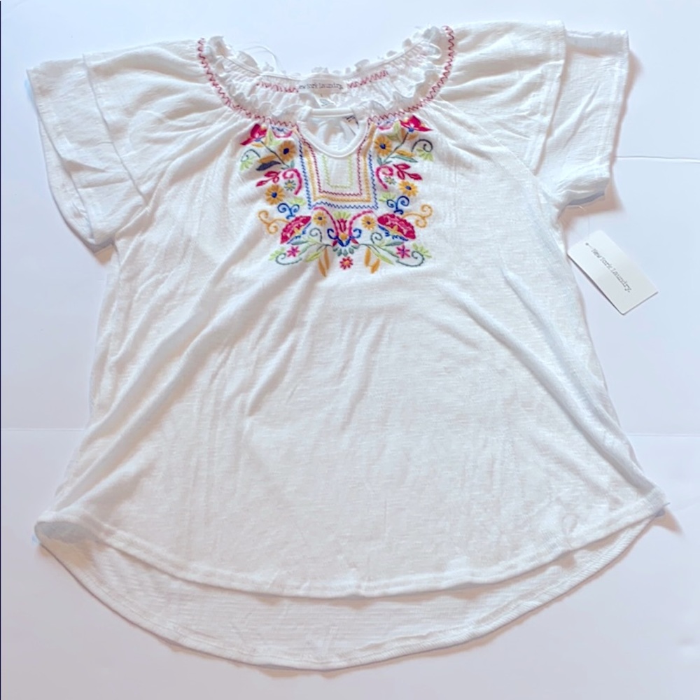New York Laundry Small Boho Peasant Short Sleeve Top New (e)